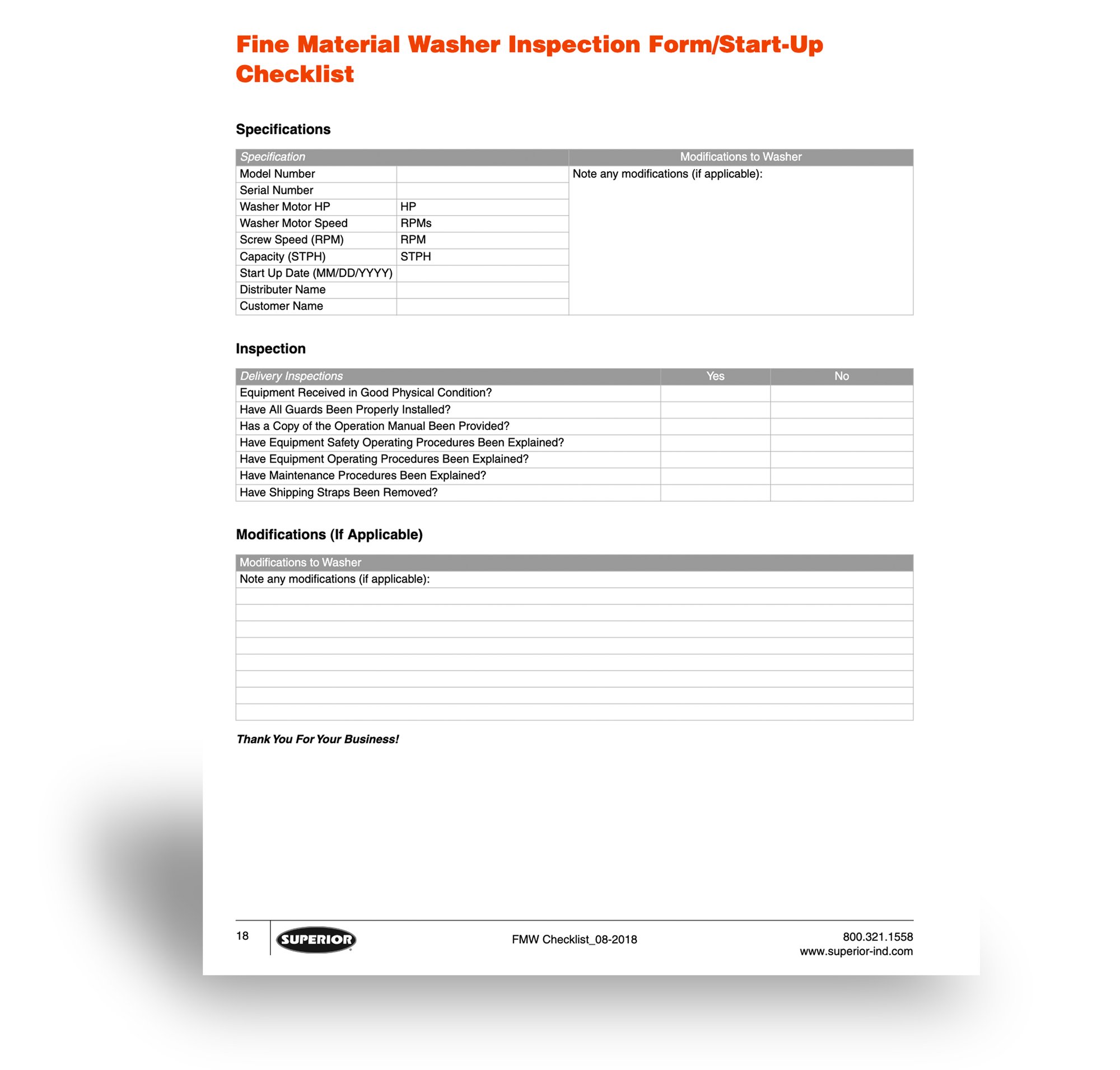 FMW Start-Up Checklist