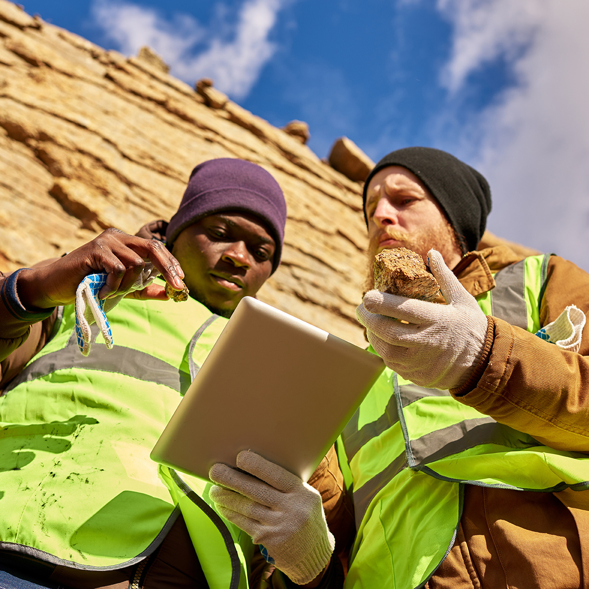 Quarry Workers with iPad